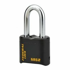 THIRARD - Cadenas à Combinaison Fédéral Lock SR, Acier, 4 Chiffres, Chantier, Anse Acier, 62mm, Noir