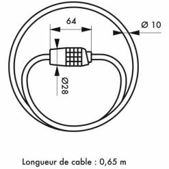 THIRARD - Antivol à Combinaison Twisty, 4 Chiffres, Câble Acier, Vélo, 10mmx0.65m, Noir -THIRARD Soldes 8905190 3