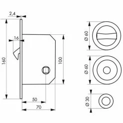 THIRARD - Serrure Encastrable à Crochet à Condamnation Pour Porte Coulissante, Axe 50mm, Bouts Ronds, Laiton -THIRARD Soldes 8905210 2