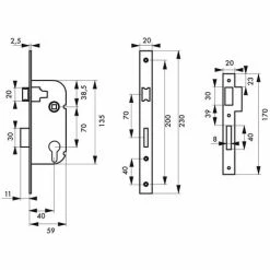 THIRARD - Boitier De Serrure Encastrable à Cylindre Pour Porte D'entrée, Axe 40mm, Bouts Ronds, Cylindre 30x30mm, Zingué -THIRARD Soldes 8905223 3
