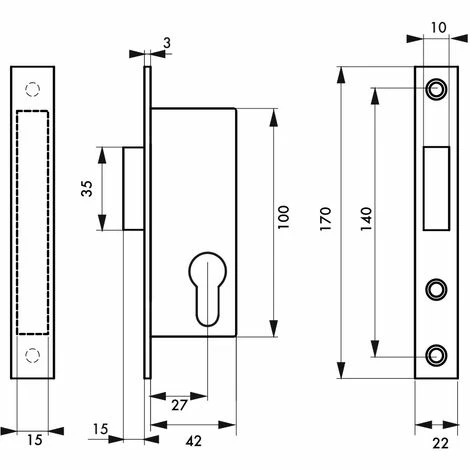 THIRARD - Boitier De Serrure Encastrable à Cylindre Pour Menuiserie Métallique, Axe 27mm, Pêne Dormant Seul, Bouts Carrés, Inox 4 THIRARD - Boitier De Serrure Encastrable à Cylindre Pour Menuiserie Métallique, Axe 27mm, Pêne Dormant Seul, Bouts Carrés, Inox – Image 2
