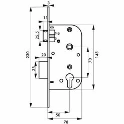 THIRARD - Boitier De Serrure Encastrable à Cylindre Pour Porte D'entrée, Axe 50mm, Bouts Carrés -THIRARD Soldes 8905336 2