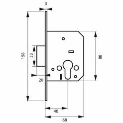 THIRARD - Boitier De Serrure Encastrable à Cylindre Pour Porte D'entrée, Axe 40mm, Bouts Carrés, Pêne Dormant Seul -THIRARD Soldes 8905347 2