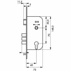 THIRARD - Boitier De Serrure Encastrable à Cylindre Pour Porte D'entrée, Axe 45mm, Bouts Carrés -THIRARD Soldes 8905348 2