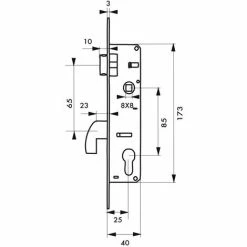 THIRARD - Serrure Encastrable à Crochet Avec Cylindre Pour Porte Métallique, Axe 25mm, Bouts Carrés, 3 Clés -THIRARD Soldes 8905350 2