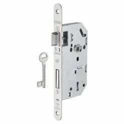 THIRARD - Serrure Encastrable Monomax NF à Clé Pour Porte De Chambre, Axe 50mm, Bouts Ronds, Têtière Inox, 1 Clé