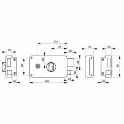 THIRARD - Boitier De Serrure En Applique Double Entrée à Fouillot Pour Entrée, Droite Pouss., Axe 55mm, 140x88mm, Noir -THIRARD Soldes 8945432 2