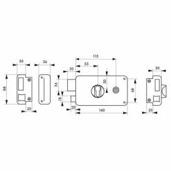 THIRARD - Boitier De Serrure En Applique Double Entrée à Fouillot Pour Entrée, Gauche Pouss., Axe 55mm, 140x88mm, Noir -THIRARD Soldes 8945433 2