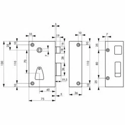 THIRARD - Serrure Verticale En Applique à Clé à Fouillot Pour Portail, Droite, Axe 45mm, 75x130mm, Noir, 2 Clés -THIRARD Soldes 8945450 2