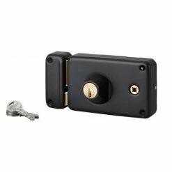 THIRARD - Serrure Horizontale En Applique Double Entrée à Fouillot Pour Porte D'entrée, Gauche, Axe 55mm, 140x88mm, Noir, 3 Clés