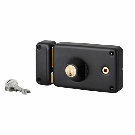 THIRARD - Serrure Horizontale En Applique Double Entrée à Fouillot Pour Porte D'entrée, Gauche, Axe 55mm, 140x88mm, Noir, 3 Clés 3 THIRARD - Serrure Horizontale En Applique Double Entrée à Fouillot Pour Porte D'entrée, Gauche, Axe 55mm, 140x88mm, Noir, 3 Clés