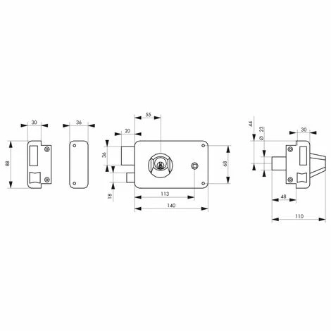 THIRARD - Serrure Horizontale En Applique Double Entrée à Fouillot Pour Porte D'entrée, Gauche, Axe 55mm, 140x88mm, Noir, 3 Clés 4 THIRARD - Serrure Horizontale En Applique Double Entrée à Fouillot Pour Porte D'entrée, Gauche, Axe 55mm, 140x88mm, Noir, 3 Clés – Image 2