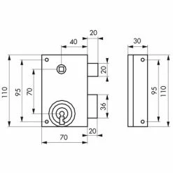 THIRARD - Serrure Verticale En Applique à Clé à Fouillot Pour Portail, Droite, Axe 40mm, 70x110mm, Zingué, 2 Clés -THIRARD Soldes 8945476 2
