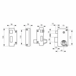 THIRARD - Serrure Verticale En Applique Double Entrée à Fouillot Pour Porte D'entrée, Gauche, Axe 45mm, 75x130mm, Noir, 3 Clés -THIRARD Soldes 8945483 2