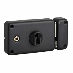 THIRARD - Boitier De Serrure Horizontale En Applique Double Entrée Pour Entrée, Droite Poussant, Axe 60mm, 140x88mm, Noir