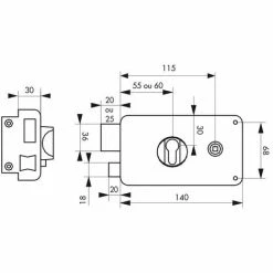 THIRARD - Boitier De Serrure Horizontale En Applique Double Entrée Pour Entrée, Gauche Poussant, Axe 60mm, 140x88mm, Noir -THIRARD Soldes 8945492 2