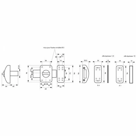 THIRARD - Verrou à Bouton Design 5 Pour Porte D'entrée, Cylindre 40mm, Acier, 3 Clés, Bronze 4 THIRARD - Verrou à Bouton Design 5 Pour Porte D'entrée, Cylindre 40mm, Acier, 3 Clés, Bronze – Image 2