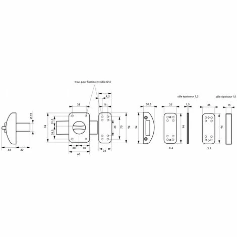 THIRARD - Verrou à Bouton Design 5 Pour Porte D'entrée, Cylindre 40mm, Acier, 3 Clés, Argent 4 THIRARD - Verrou à Bouton Design 5 Pour Porte D'entrée, Cylindre 40mm, Acier, 3 Clés, Argent – Image 2
