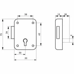 THIRARD - Serrure De Meuble Paris Pour Porte D'ameublement, Gauche, Axe 30mm, 55x70mm, Gris, 1 Clé -THIRARD Soldes 8945568 3