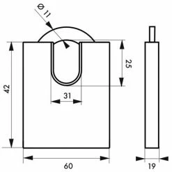 THIRARD - Cadenas à Clé Fédéral Lock 530-P, Laiton, Chantier, Anse Protégée Acier, 60mm, 2 Clés -THIRARD Soldes 8945585 2