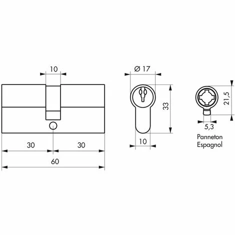THIRARD - Cylindre 30 X 30 Mm Panneton ESP 3 Clés Nickelé 4 THIRARD - Cylindre 30 X 30 Mm Panneton ESP 3 Clés Nickelé – Image 2