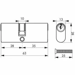 THIRARD - Cylindre De Serrure Double Entrée Ovale, 28x35mm, Laiton, Anti-arrachement, 3 Clés -THIRARD Soldes 8945611 2