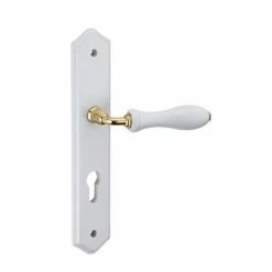 THIRARD - Ensemble De Poignées Pour Porte D'entrée Themis Trou De Cylindre, Carré 7mm, Entr'axes 195mm, Bois Blanc