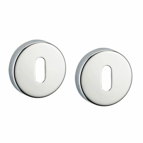 THIRARD - Paire De Rosaces Rondes, Trou De Clé, Chromé Poli 3 THIRARD - Paire De Rosaces Rondes, Trou De Clé, Chromé Poli