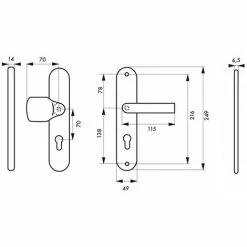 THIRARD - Ensemble De Poignées De Sécurité Palière Pour Porte D'entrée, Béquille Et Aileron, Entr'axe 216mm, Couleur F2 -THIRARD Soldes 8945787 2