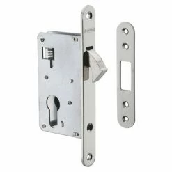 THIRARD - Boitier De Serrure Encastrable à Crochet à Cylindre Pour Porte D'entrée Coulissante, Axe 40mm, Bouts Ronds, Nickelé -THIRARD Soldes 8945789 2