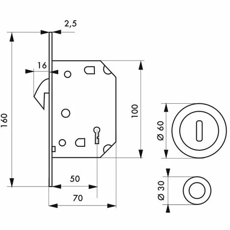 THIRARD - Serrure Encastrable à Crochet à Clé Pour Porte De Chambre Coulissante, Axe 50mm, Bouts Ronds, Laiton 5 THIRARD - Serrure Encastrable à Crochet à Clé Pour Porte De Chambre Coulissante, Axe 50mm, Bouts Ronds, Laiton – Image 3