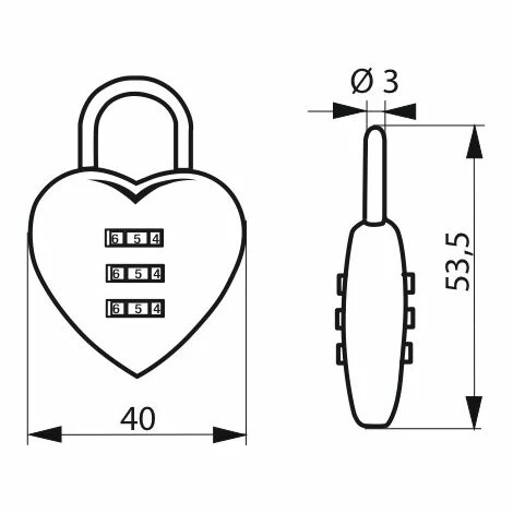 THIRARD - Cadenas à Combinaison Fantasy Coeur, 3 Chiffres, Intérieur, Anse Acier 4 THIRARD - Cadenas à Combinaison Fantasy Coeur, 3 Chiffres, Intérieur, Anse Acier – Image 2